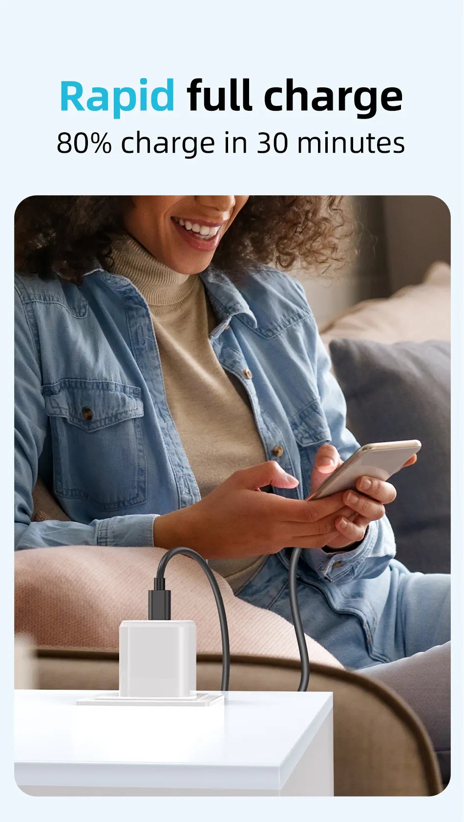 Cable de carga rápida AWEI de tipo C a tipo C de 1 m